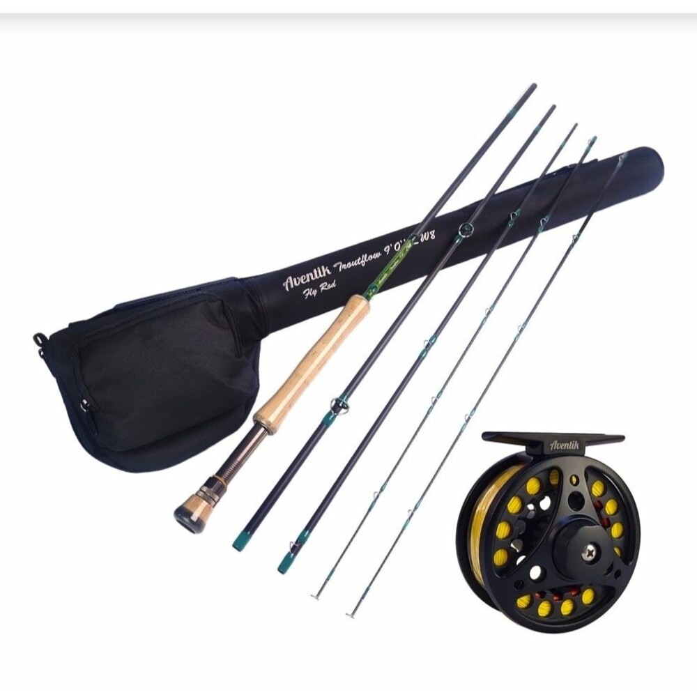 Aventik Troutflow Fly Fishing Rod Reel Combo 9ft 8wt 4pc Travel Case Bass Pike